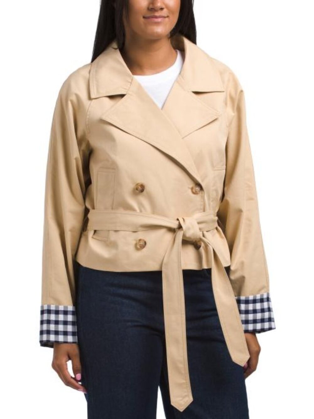CUPCAKES & CASHMERE Belted Crop Trench Coat